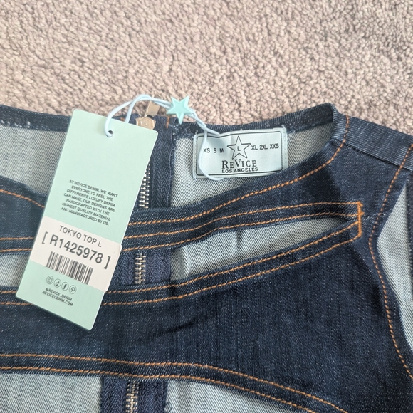 REVICE Tokyo Denim Dark Blue Cut-Out Tank Top - Picture 4 of 5